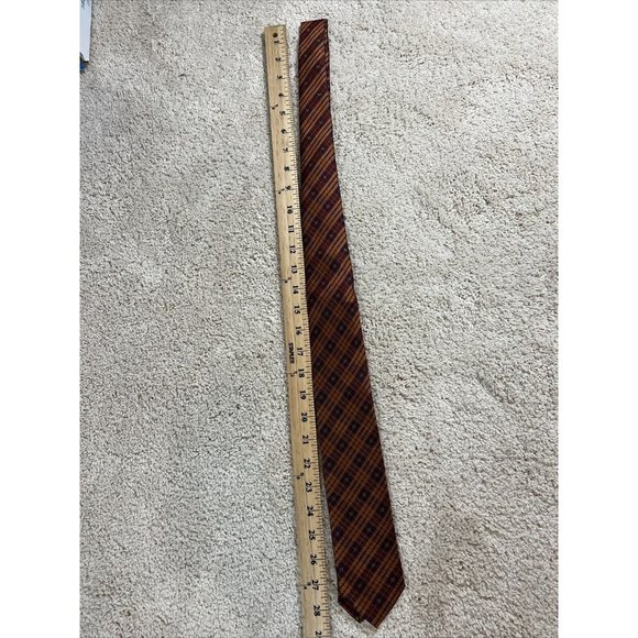 A. Picci Seta Di Como  Mens Neck Tie Silk Brown Striped Plaid Italy - Picture 6 of 7